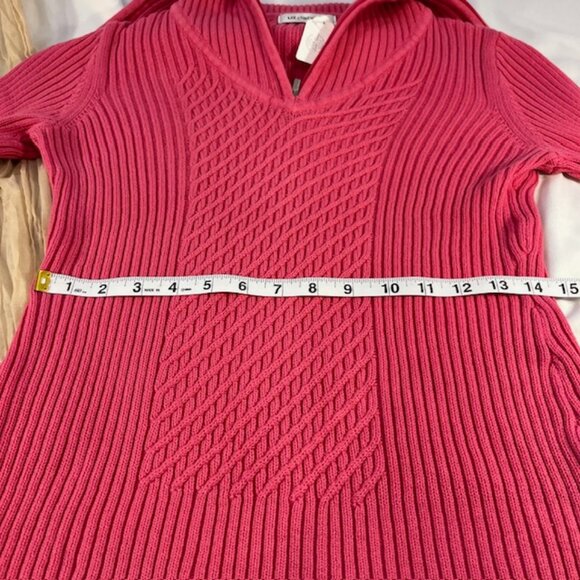 Liz Claiborne Women's Pink Cable Knit Sweater 3/4 Zip Size S - Picture 8 of 13